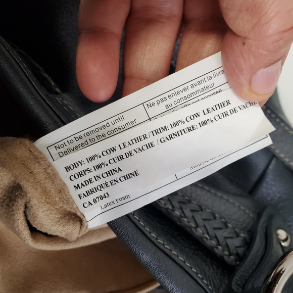 Metallic Gray Leather Shoulder Bag - Picture 11 of 13